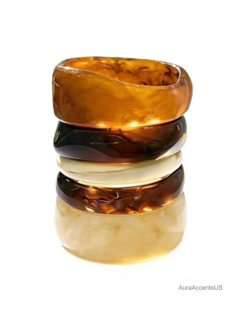 5 PC Acrylic Resin Chunky Bangle Bracelet Set Women Stackable Statement Jewelry